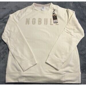 NoBull Men’s Cream Casual Crewneck Sweatshirt Large
